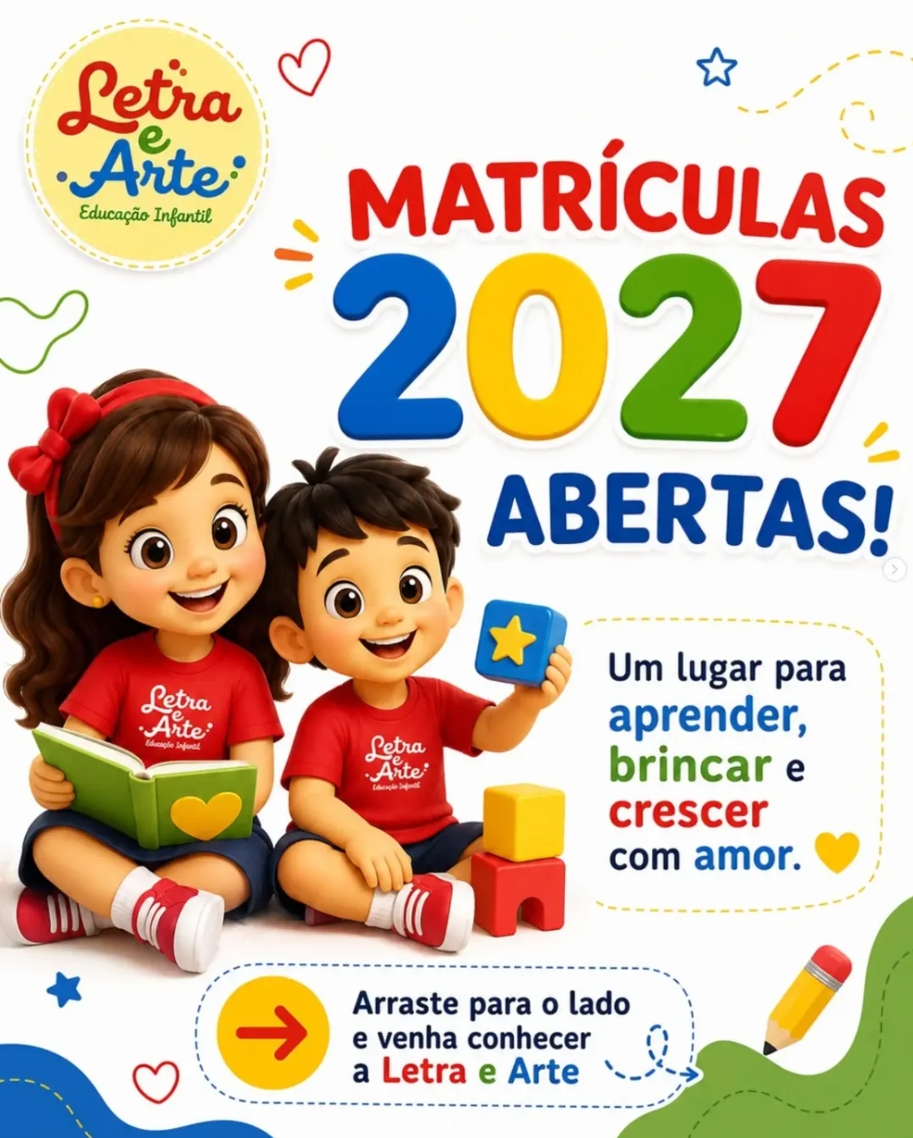 Matrículas 2027 abertas na Escola Letra e Arte